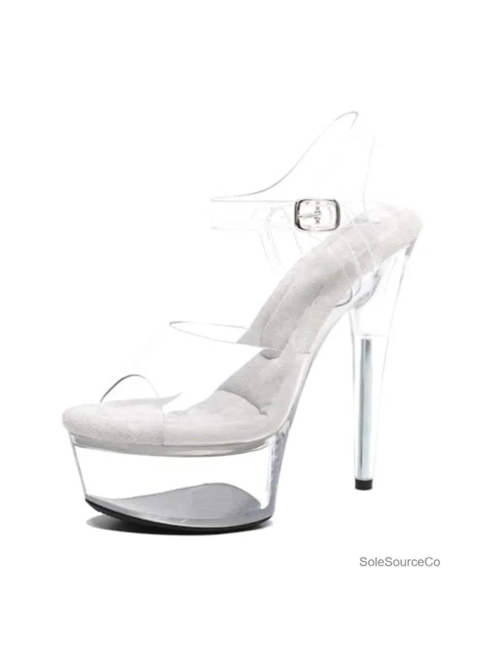 Womens 6in Clear Platform High Heels Ankle-Strap Stiletto Exotic Sandal Shoes